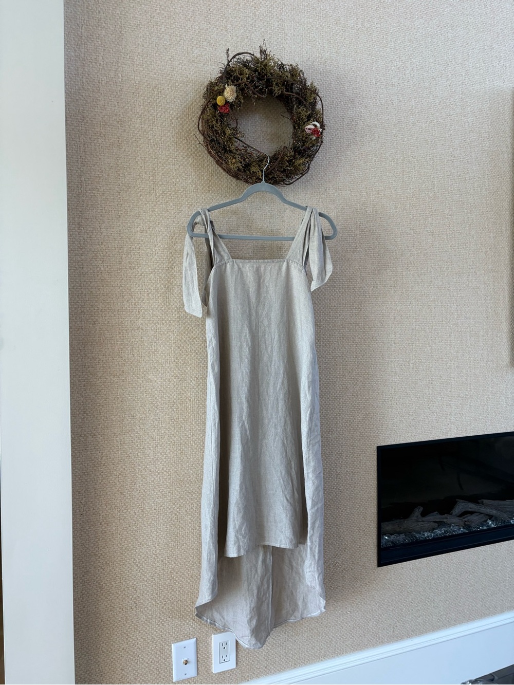 High-Low Linen Dress in Light Taupe